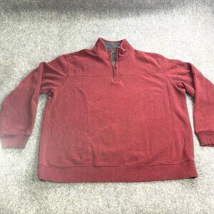 Arrow USA 1851 Pullover Mens XXL‎ Maroon Sweatshirt Fleece Lined 1/4 Zip Preppy